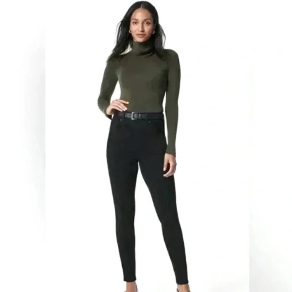 Spanx Black Pull On Skinny Ankle Pants Jeans EUC Stretch Women's Medium M